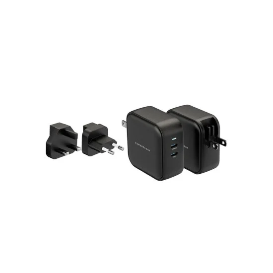 Powerology 65W Dual PD GaN Charger Dual Type-C Power Delivery - Black